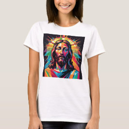 Camiseta Abstrato de Natal Colorida da Páscoa de Jesus Cris