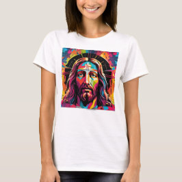 Camiseta Abstrato de Natal Colorida da Páscoa de Jesus Cris