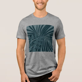 Camiseta abstrato de palma e folha tropical em cinza azul