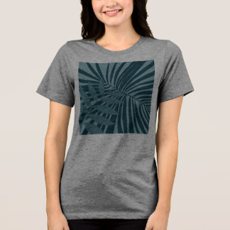Camiseta abstrato de palma e folha tropical em cinza azul