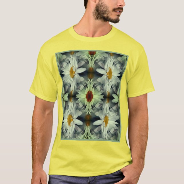 Camiseta Abstrato de Petais de Flores Brancas (Frente)