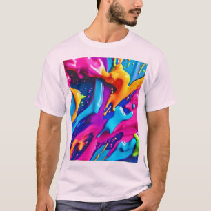 Camiseta Abstrato de Splatter de Tinta Neon Vibrante