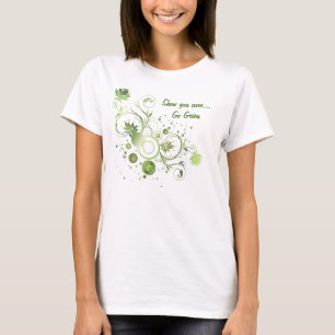 Camiseta Abstrato de Supressão Floral - Dia Verde da Terra
