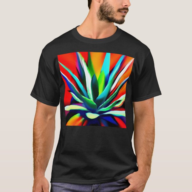 Camiseta Abstrato de um Agave colorido (Frente)
