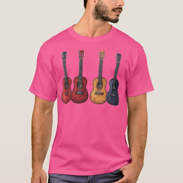 Camiseta Abstrato De Uma Guitarra Clássica Acústica Para Gu (Frente)