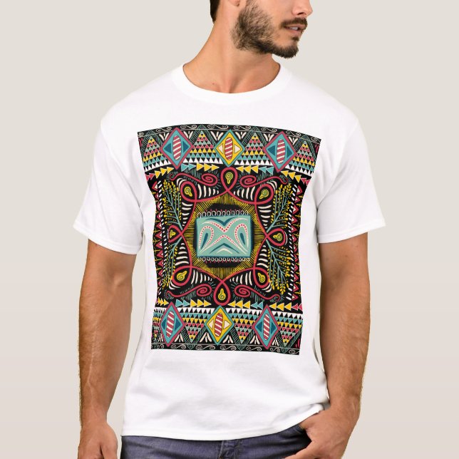 Camiseta Abstrato: design de bolso quadrado. (Frente)