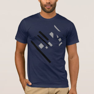 Camiseta Abstrato Diagonal de Cinza Geométrica de Preta