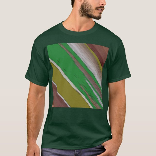 Camiseta Abstrato Diagonal Verde E Marrom (Frente)