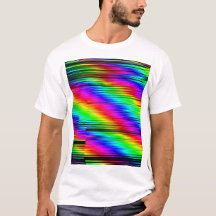 Camiseta Abstrato digital: Design de gráficos multicores.