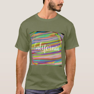 Camiseta Abstrato do arco-íris da Califórnia rola com calig