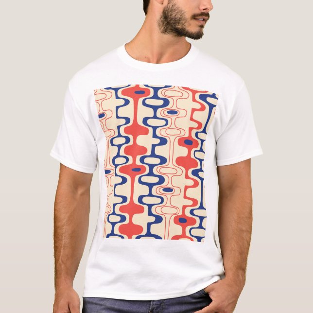 Camiseta abstrato do século médio: design sem costura moder (Frente)