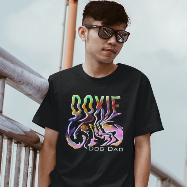 Camiseta Abstrato Doxie Dog Pai Neon Grunge (Criador carregado)