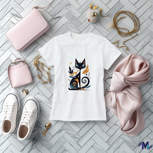 Camiseta Abstrato Elegante Cat Art Design