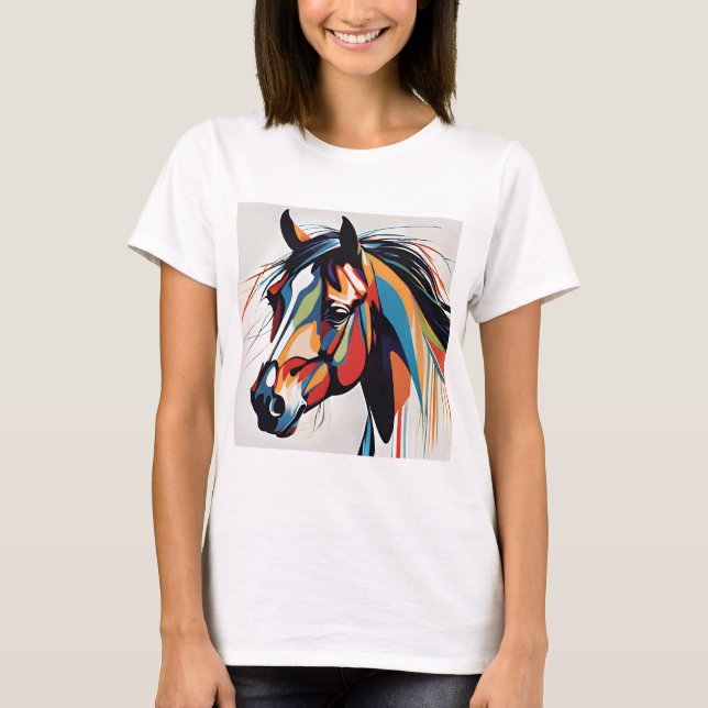 Camiseta Abstrato Equestrian Horse Mustang Pony Bronco Colt (Frente)