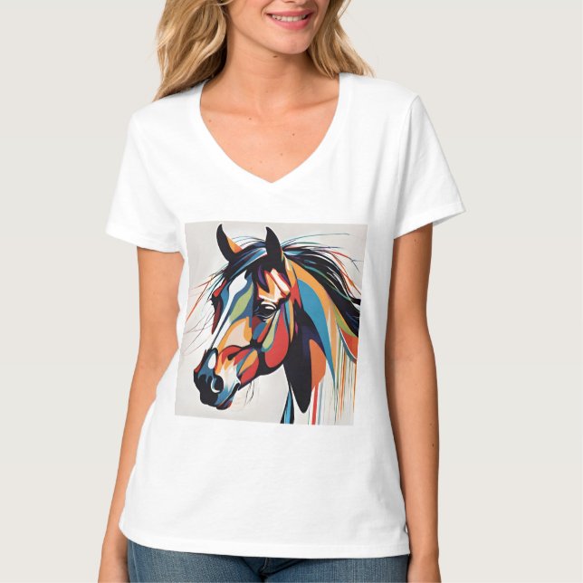 Camiseta Abstrato Equestrian Horse Mustang Pony Bronco Colt (Frente)