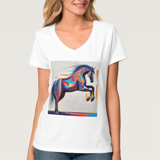 Camiseta Abstrato Equestrian Horse Mustang Pony Bronco Colt (Frente)