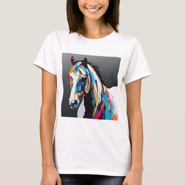 Camiseta Abstrato Equestrian Horse Mustang Pony Bronco Colt (Frente)