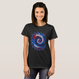 Camiseta Abstrato espiral fractal patriótico vermelho branc
