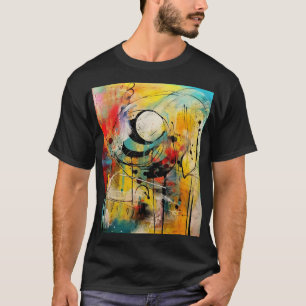 Camiseta Abstrato explosão de cores vibrantes e dinâmicas