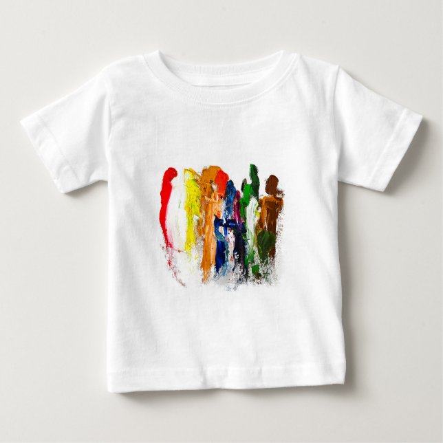 Camiseta Abstrato Expressão de figuras humanas em movimento (Frente)
