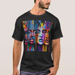 Camiseta Abstrato face Colorida Artsy Divertido Impressiona
