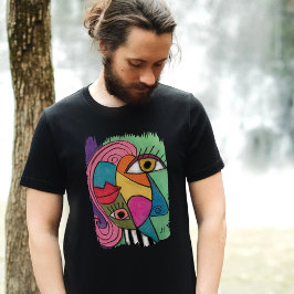 Camiseta Abstrato face Colorida Artsy Divertido Impressiona