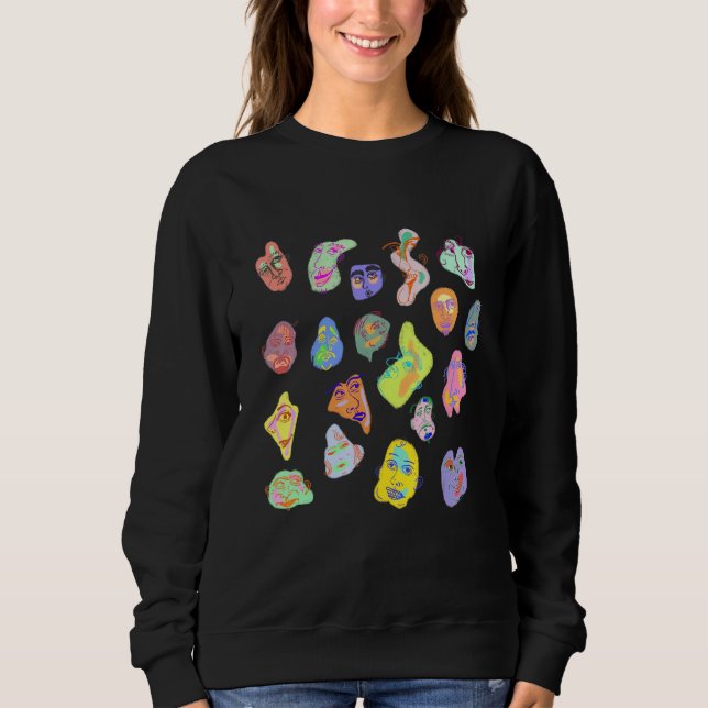 Camiseta Abstrato Faces Artísticas Rostos Funky (Frente)