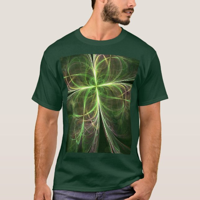 Camiseta Abstrato Fantasy Quatro deixa o Green Clover (Frente)