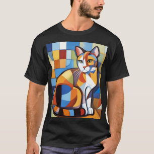 Camiseta Abstrato Feline Beauty Calico Cat Cubist
