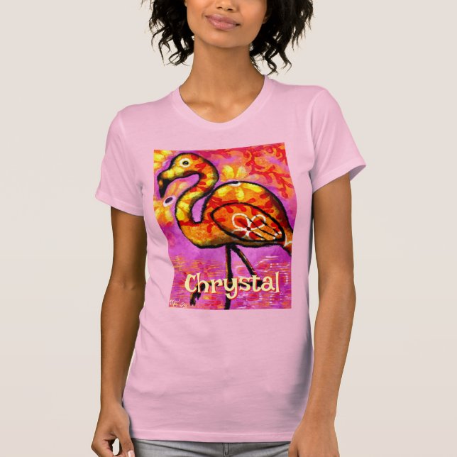 Camiseta Abstrato Flamingo Bird Personalizado (Frente)