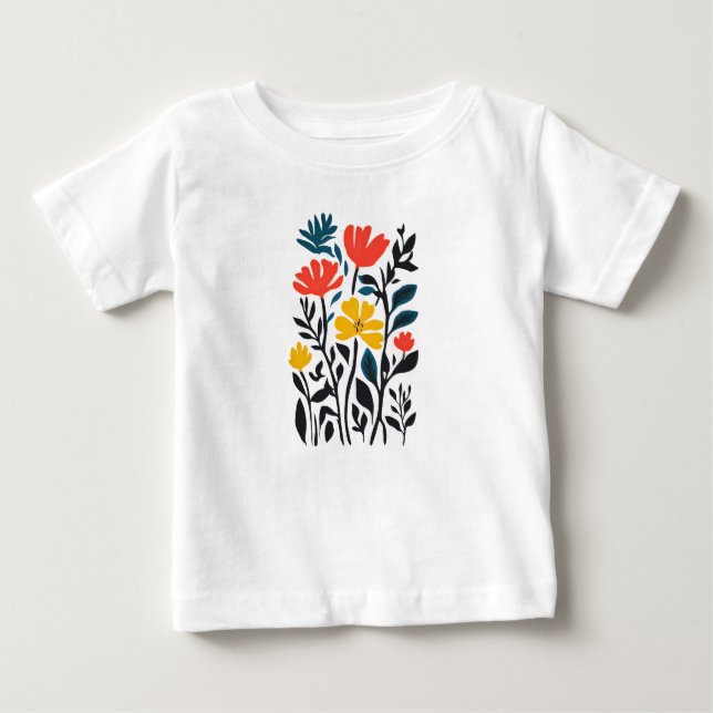 Camiseta Abstrato Flora, moderna arte floral Baby T Shirt (Frente)