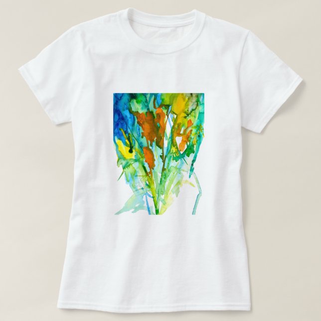 Camiseta Abstrato floral de aquarela (Frente do Design)