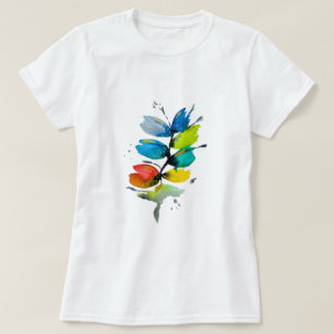 Camiseta Abstrato floral de cor aquosa colorida