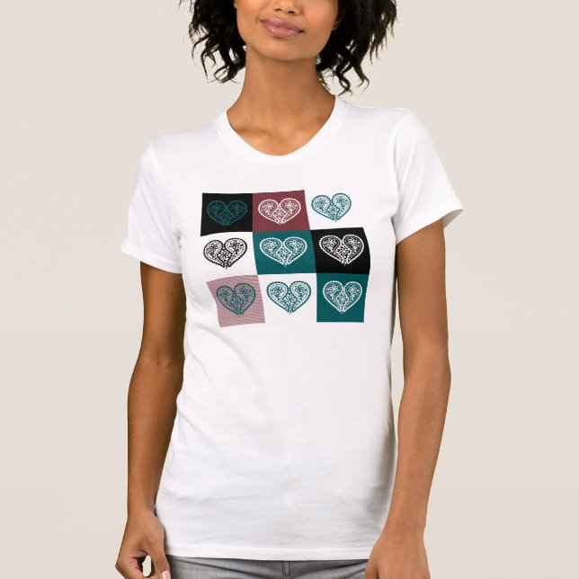 Camiseta abstrato Floral de Coração (Frente)