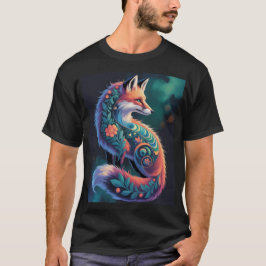Camiseta Abstrato Floral Fox Art | Fox de Ornamentado vibra