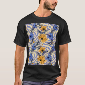 Camiseta Abstrato Floral: Padrão Moderno de Aquarela