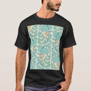Camiseta Abstrato Floral: Padrão Sem Fios Vintage