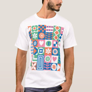 Camiseta Abstrato Floral: Scandinávia Folk Design.