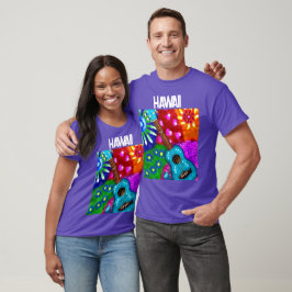 Camiseta Abstrato Funky Ukulele Floral Roxo Tropical