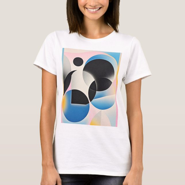 Camiseta Abstrato geométrica vibrante e branca (Frente)