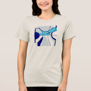 Camiseta Abstrato Geométrico de Marinho Aqua