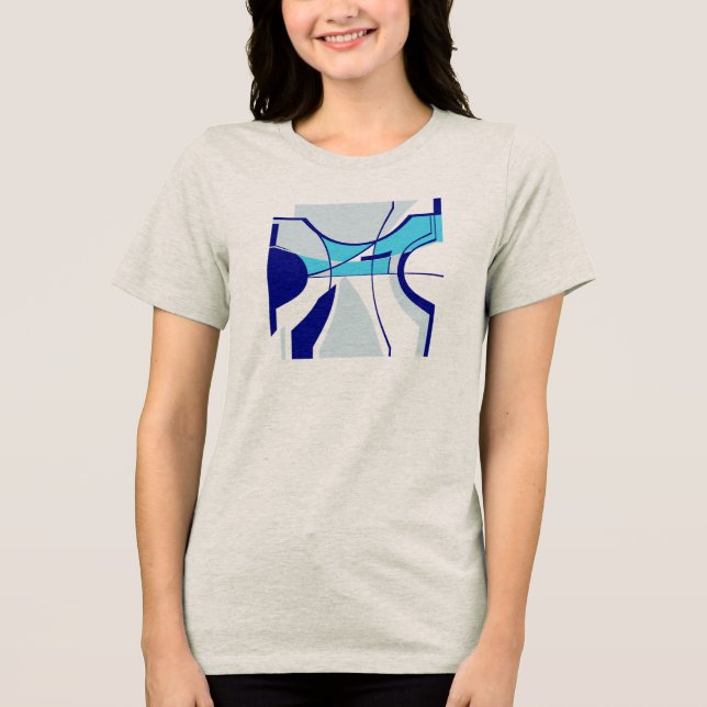 Camiseta Abstrato Geométrico de Marinho Aqua (Frente)
