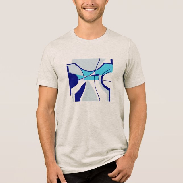 Camiseta Abstrato Geométrico de Marinho Aqua (Frente)