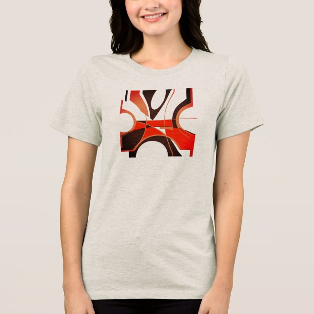Camiseta Abstrato Geométrico de Olho Vermelho Brilhante Pre (Frente)