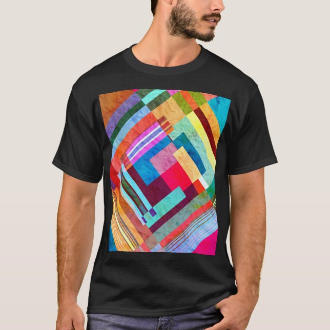 Camiseta Abstrato geométrico, fundo de cores gráficas. (Frente)