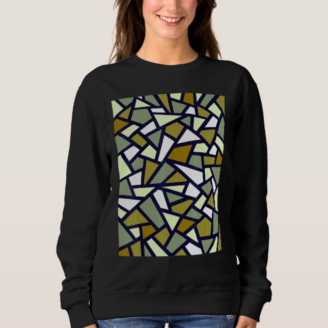 Camiseta Abstrato Geométrico Preto - Camouflage Verde (Frente)