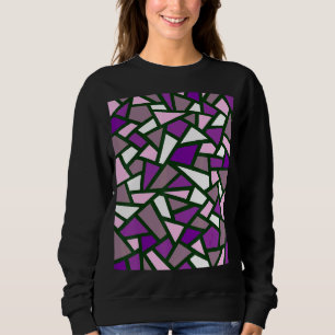 Camiseta Abstrato Geométrico Preto Púrpura Lilac Rosa