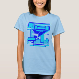 Camiseta Abstrato Geométrico Real Azul Azul Claro Azul