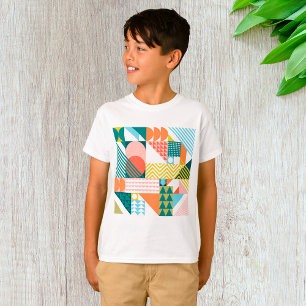 Camiseta Abstrato Geométrico Retroativo em Negrito com Padr