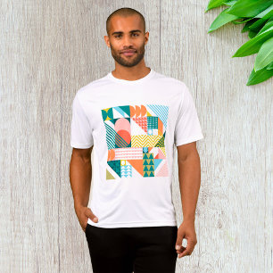 Camiseta Abstrato Geométrico Retroativo em Negrito com Padr